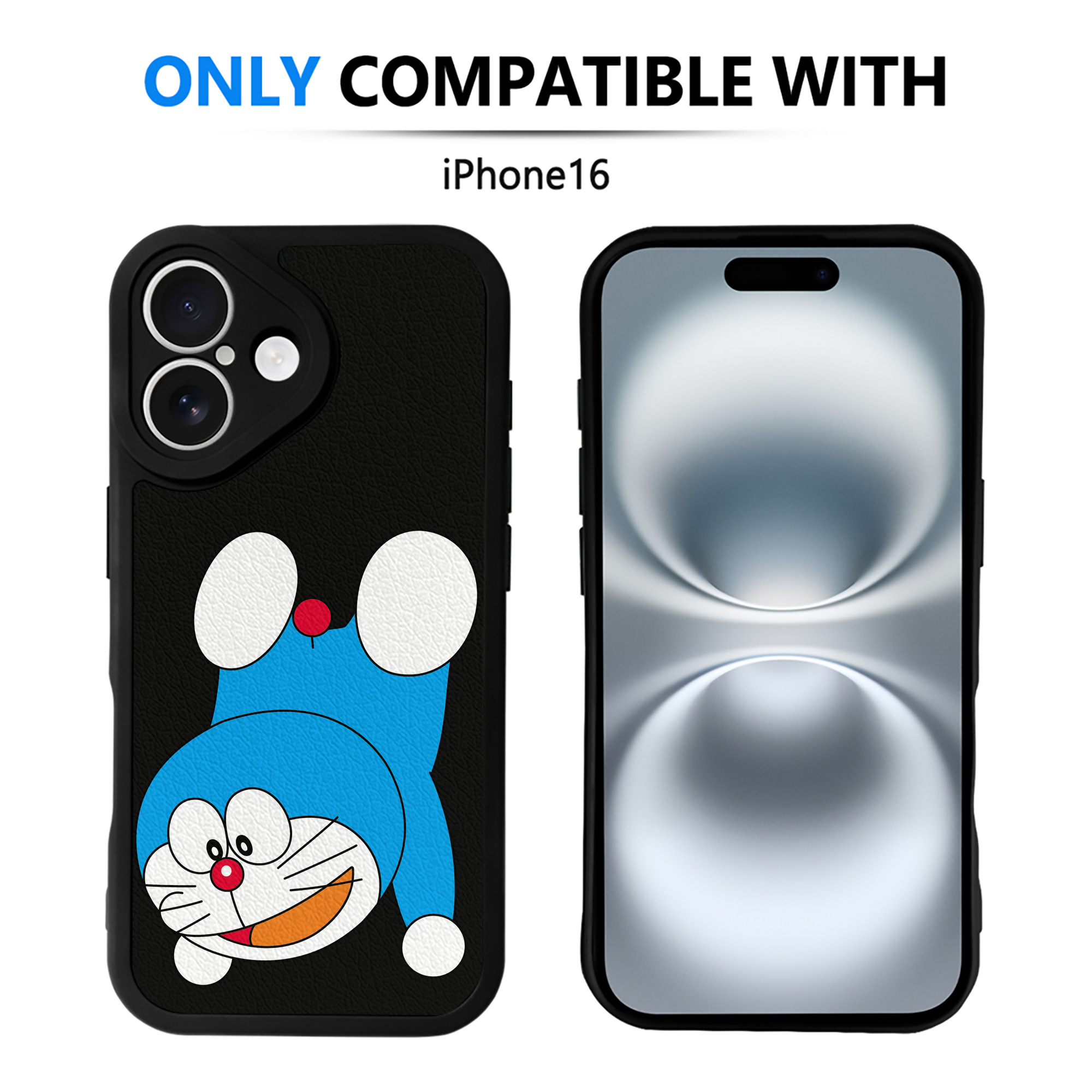 （画像用） ドラえもん Doraemon 【iPhone 16シリーズ対応】シリコンスマホケース（レザー調） 材質：シリコン